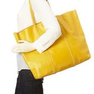 Minimal Leather Yellow Tote Banana Republic
